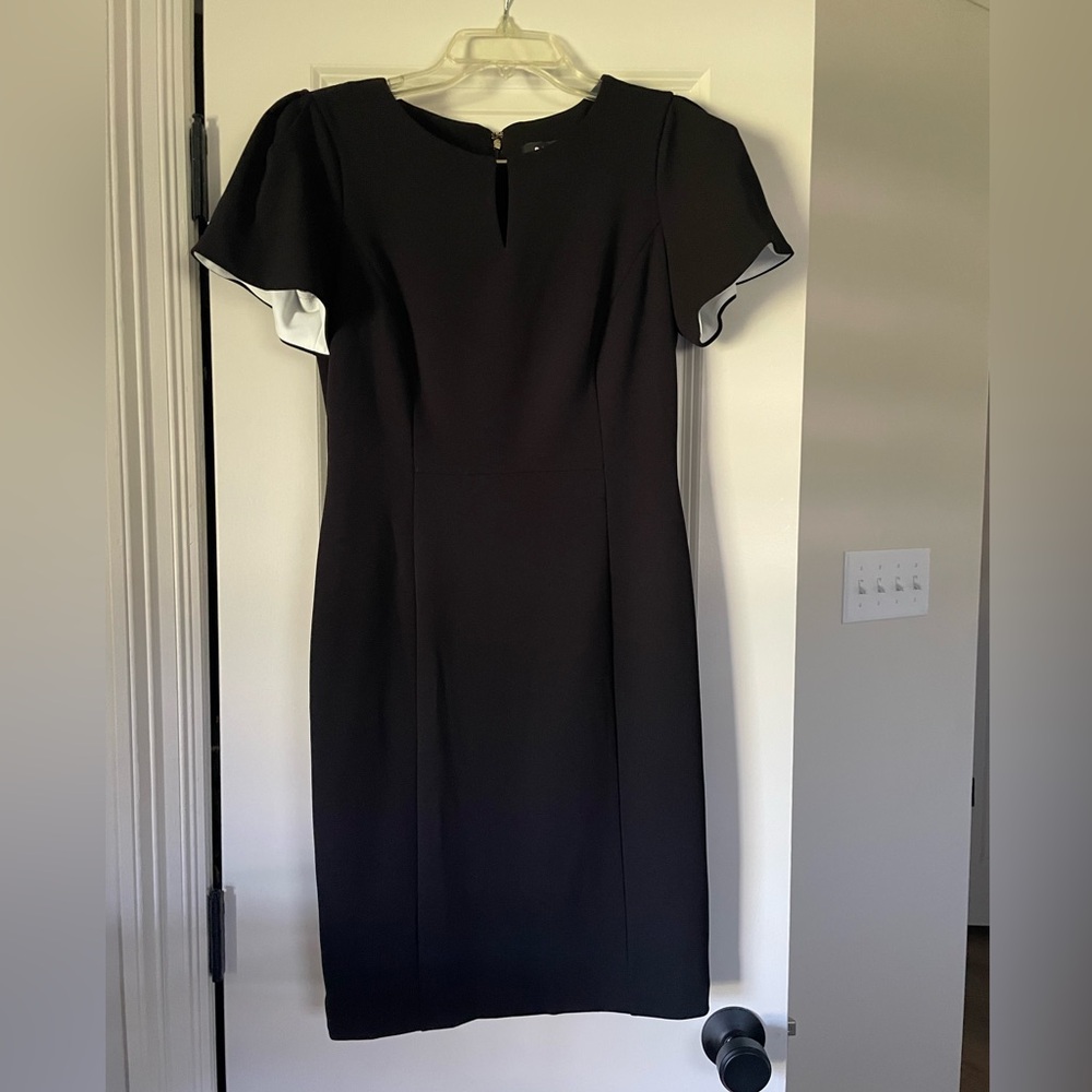 Black DKNY princess dress with white contrast flutter sleeves